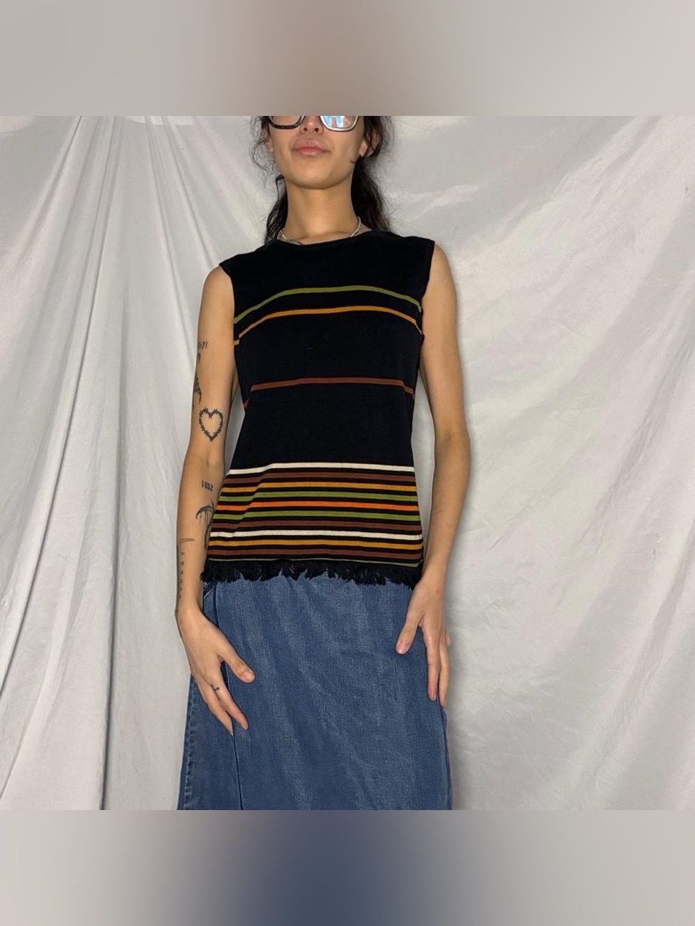 Vintage Onque Casuals 100% Cotton Knit Sleeveless Top - Picture 4 of 4